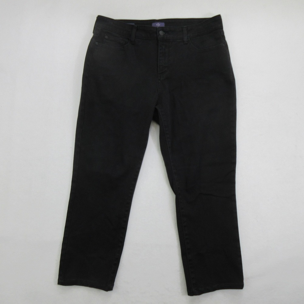 NYDJ Women's Alina Legging Jeans Size 12 Black Stretch Slimming Lift Tuck Tech
